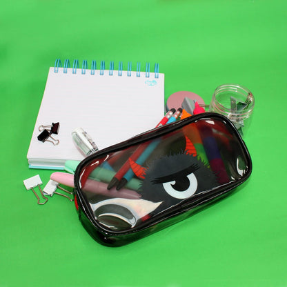 Tinc Cute Black Clear PVC School Pencil Case | Travel & Make Up Bag | Cosmetic Storage | Big Capacity Pencil Pouch | Perfect for School, Homework, Travelling, Sleepovers