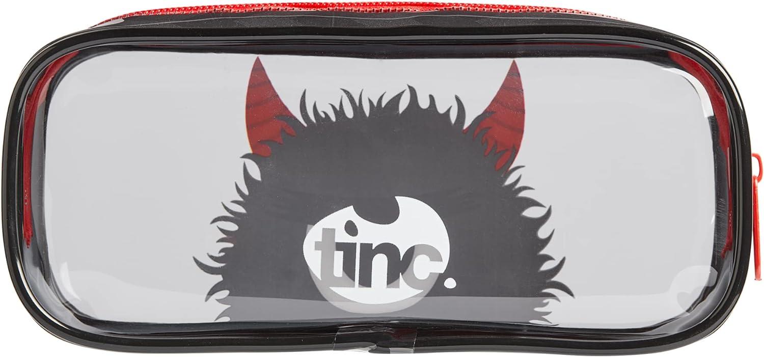 Tinc Cute Black Clear PVC School Pencil Case | Travel & Make Up Bag | Cosmetic Storage | Big Capacity Pencil Pouch | Perfect for School, Homework, Travelling, Sleepovers