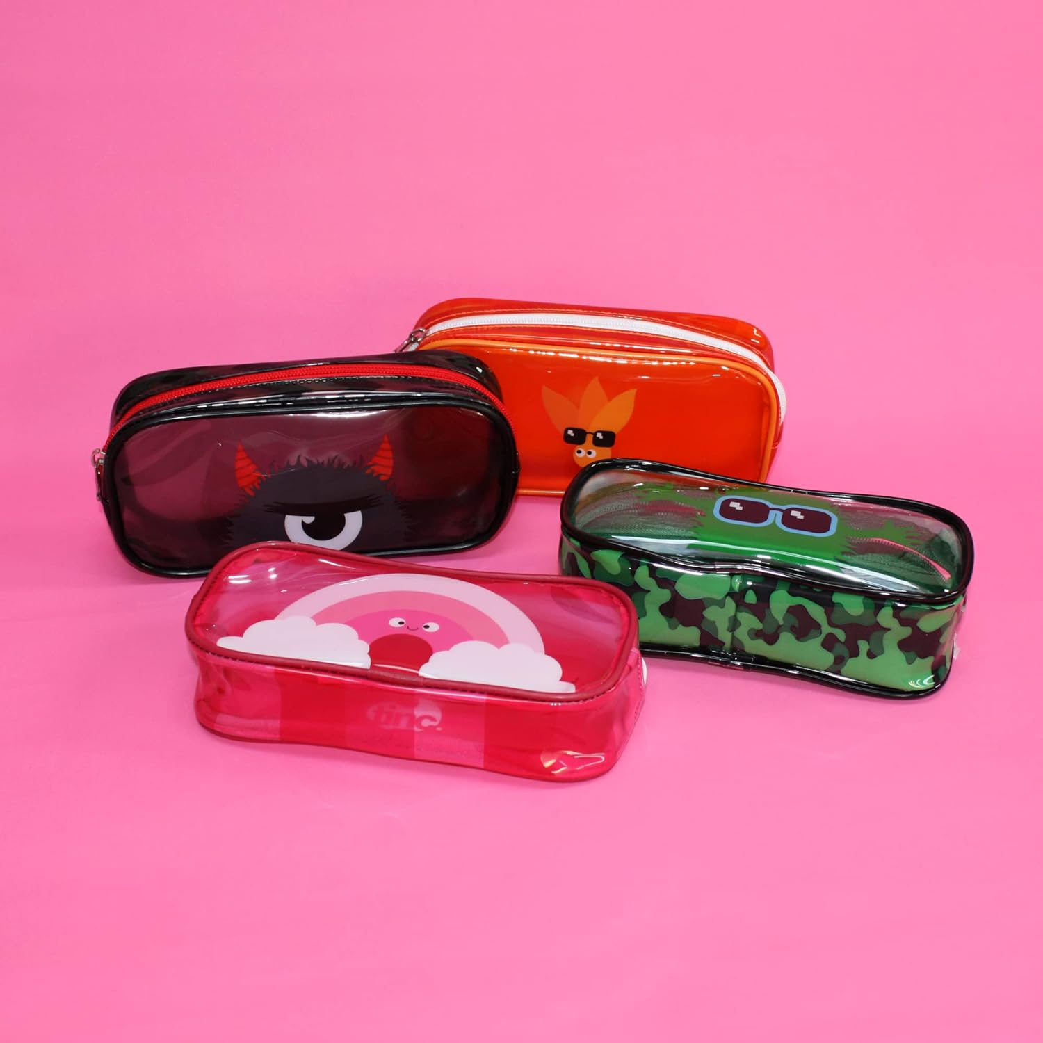Tinc Cute Black Clear PVC School Pencil Case | Travel & Make Up Bag | Cosmetic Storage | Big Capacity Pencil Pouch | Perfect for School, Homework, Travelling, Sleepovers