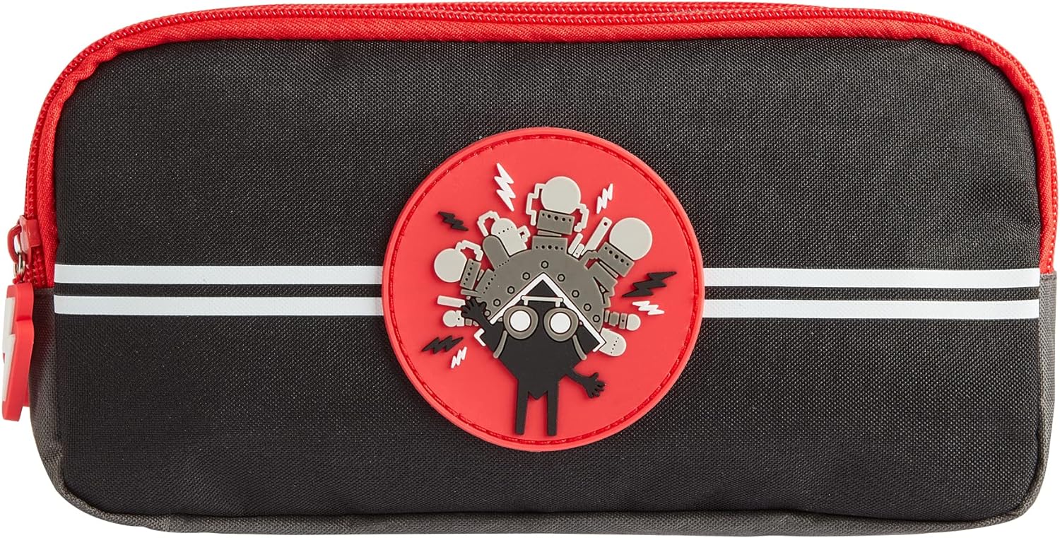 Tinc Triple Zip School Pencil Case - Three Large Pockets Perfect for Stationery Black