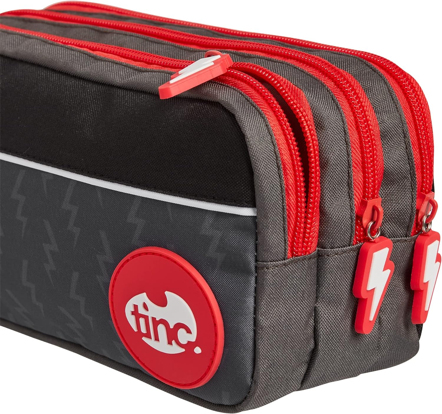 Tinc Triple Zip School Pencil Case - Three Large Pockets Perfect for Stationery Black
