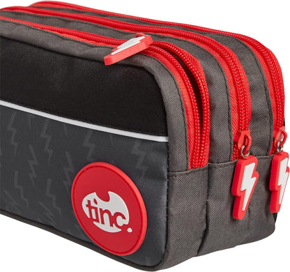 Tinc Triple Zip School Pencil Case - Three Large Pockets Perfect for Stationery Black