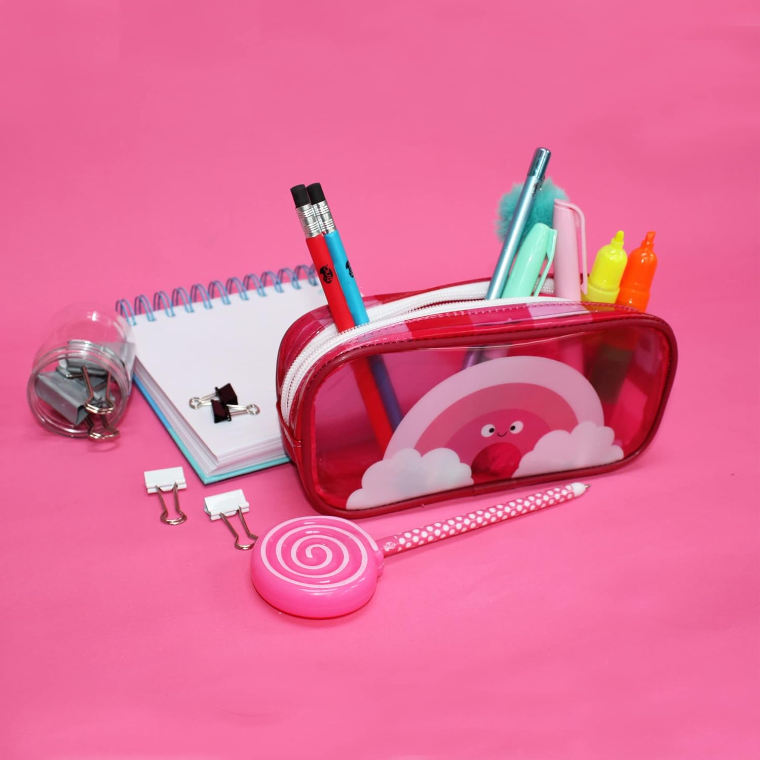 Tinc Cute Pink Transparent PVC School Pencil Case | Travel & Cosmetic Bag (MAPVPCPK
