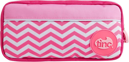 Tinc Triple Zip School Pencil Case - Three Large Pockets Perfect for Stationery Pink
