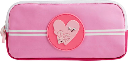 Tinc Triple Zip School Pencil Case - Three Large Pockets Perfect for Stationery Pink