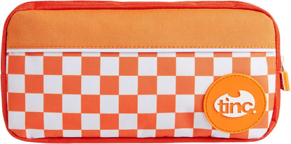 Tinc Triple Zip School Pencil Case - Three Large Pockets Perfect for Stationery Orange