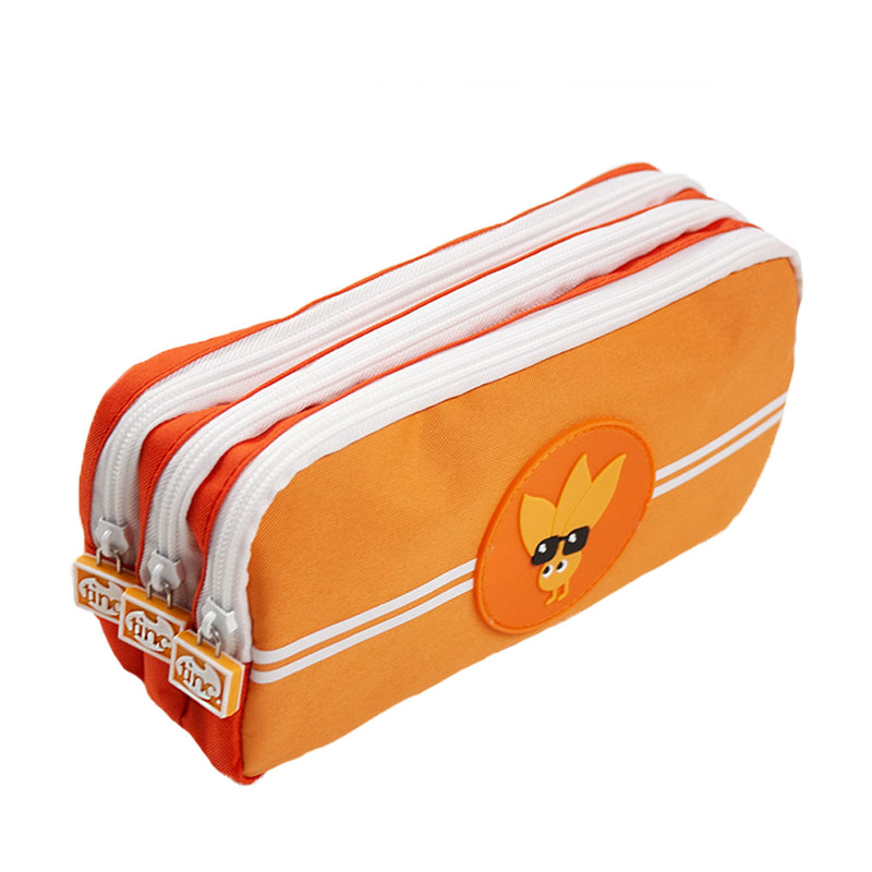 Tinc Triple Zip School Pencil Case - Three Large Pockets Perfect for Stationery Orange