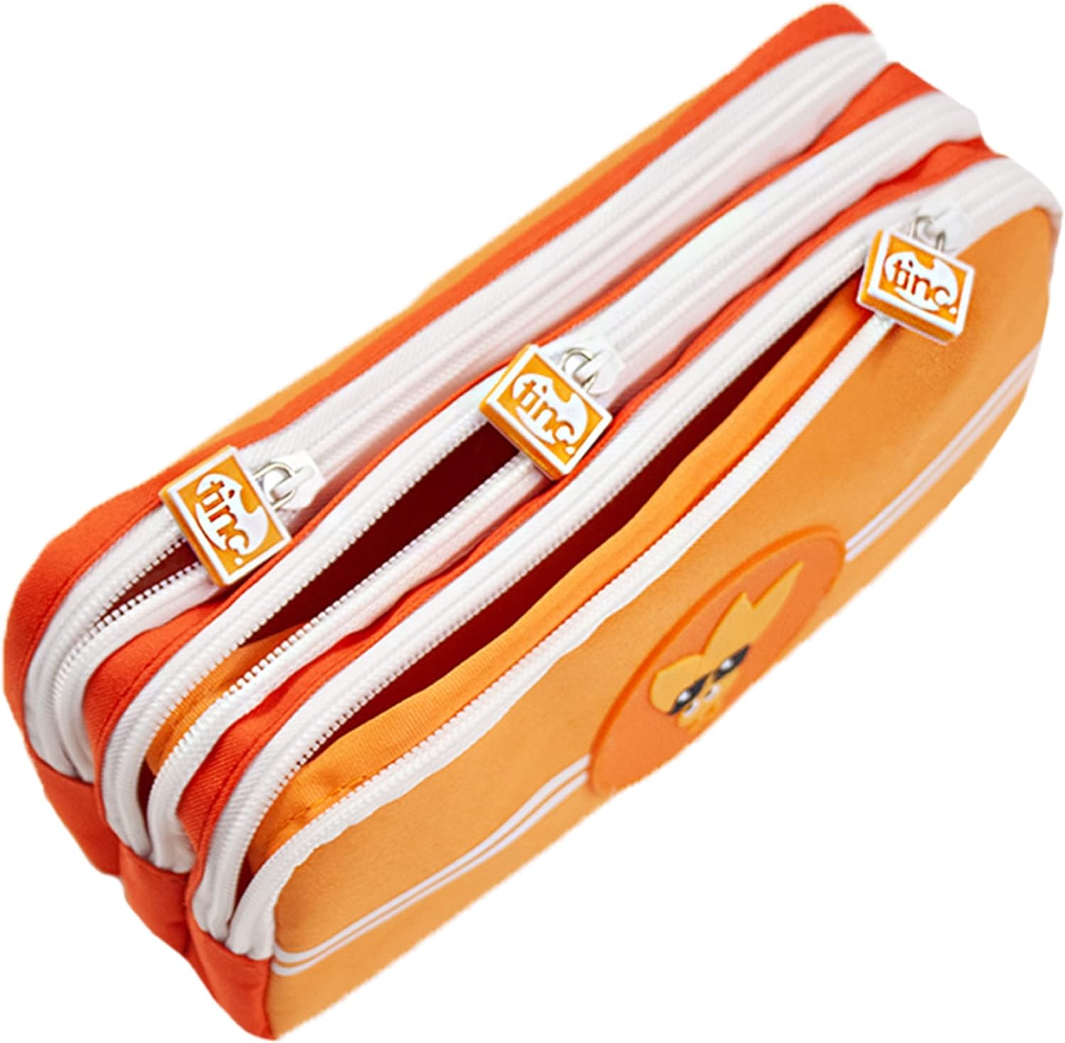 Tinc Triple Zip School Pencil Case - Three Large Pockets Perfect for Stationery Orange