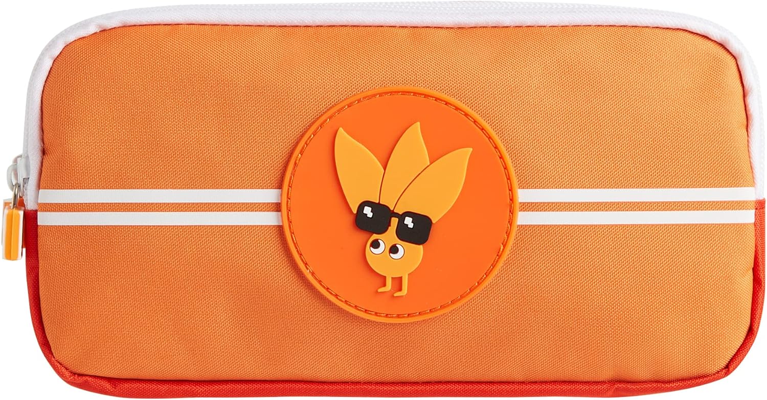 Tinc Triple Zip School Pencil Case - Three Large Pockets Perfect for Stationery Orange