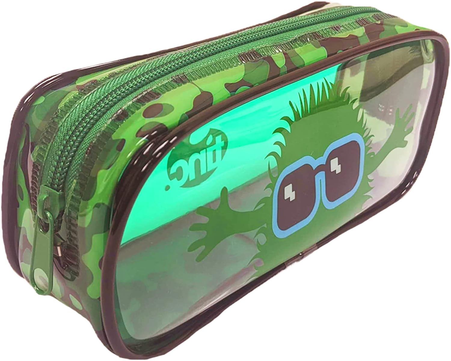 Tinc Cute Green Clear PVC School Pencil Case | Travel & Make Up Bag | Cosmetic Storage | Big Capacity Pencil Pouch | Perfect for School, Homework, Travelling, Sleepovers
