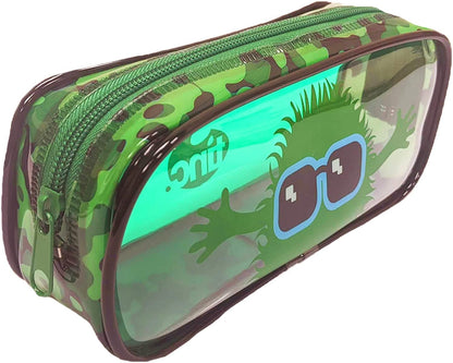Tinc Cute Green Clear PVC School Pencil Case | Travel & Make Up Bag | Cosmetic Storage | Big Capacity Pencil Pouch | Perfect for School, Homework, Travelling, Sleepovers