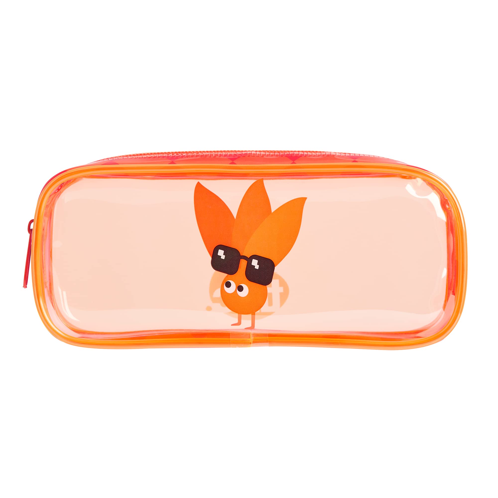 Tinc Cute Orange Clear PVC School Pencil Case | Travel & Make Up Bag | Cosmetic Storage | Big Capacity Pencil Pouch | Perfect for School, Homework, Travelling, Sleepovers