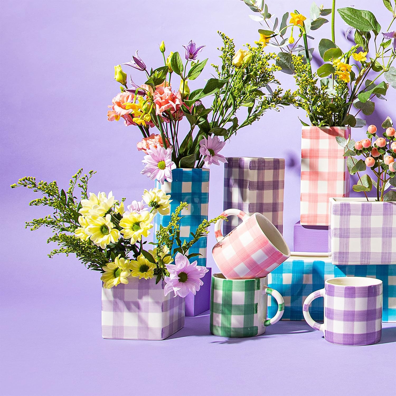Sass & Belle Gingham Mug Lilac