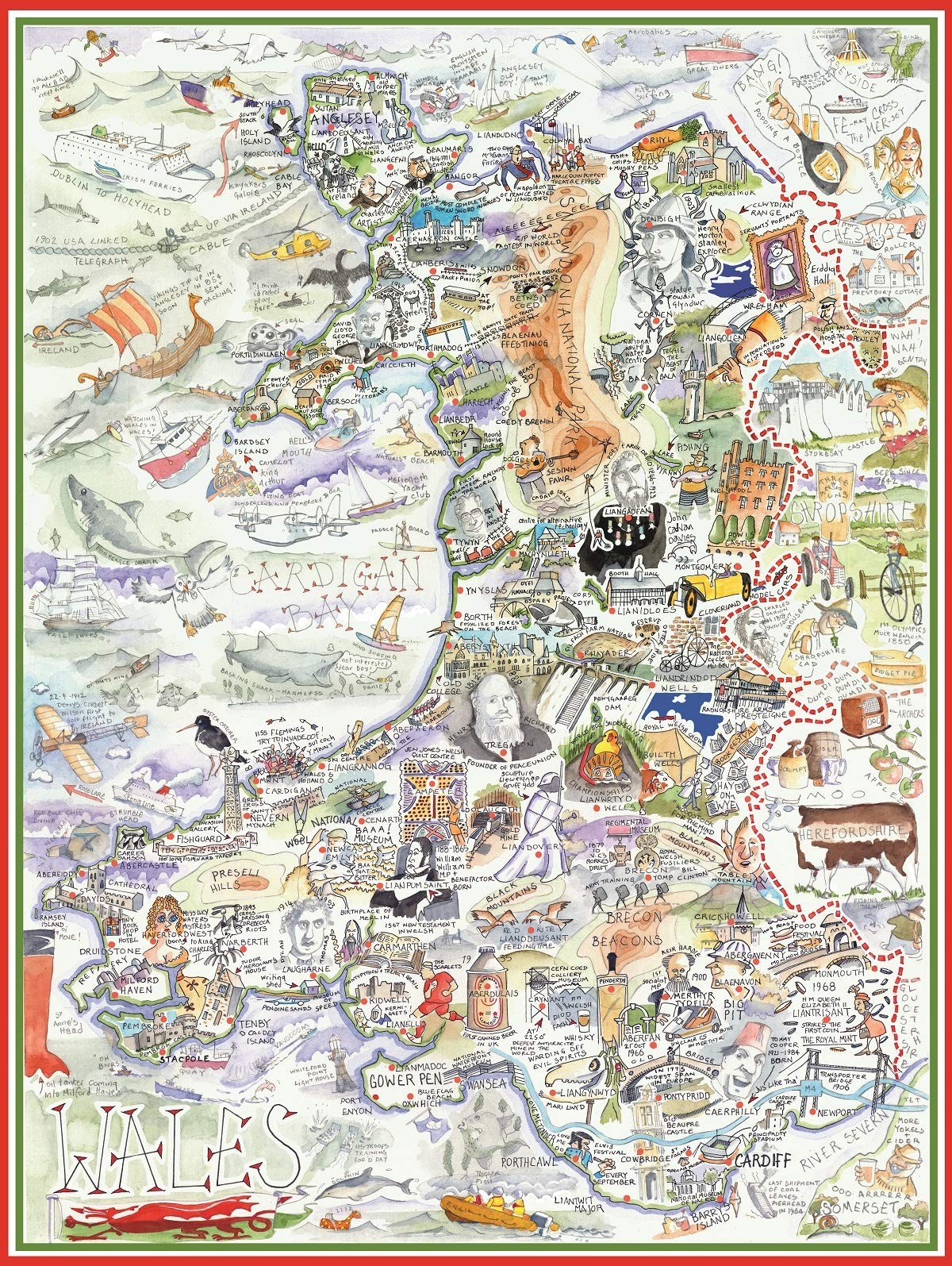 All Jigsaw Puzzles AJP13034 Tim Bulmer - Mapa de Gales (1000 Piezas