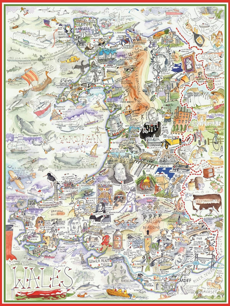 All Jigsaw Puzzles AJP13034 Tim Bulmer - Mapa de Gales (1000 Piezas