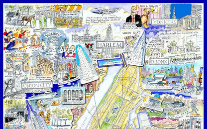 New York Jigsaw Puzzle - Tim Bulmers Comical Map Of New York - Jigsaw Puzzle For Adults 1000 Piece - New York City Landmarks, Statue Of Liberty, Brooklyn, Manhatten, Gift, Home Decor 66cm X 50cm… Stan