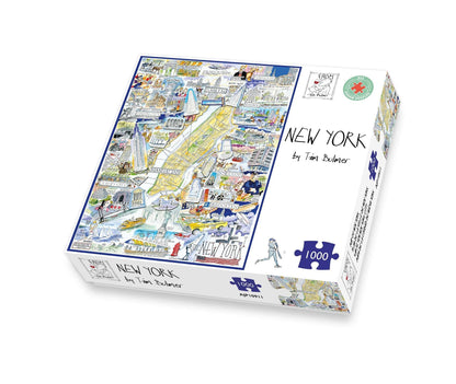 New York Jigsaw Puzzle - Tim Bulmers Comical Map Of New York - Jigsaw Puzzle For Adults 1000 Piece - New York City Landmarks, Statue Of Liberty, Brooklyn, Manhatten, Gift, Home Decor 66cm X 50cm… Stan