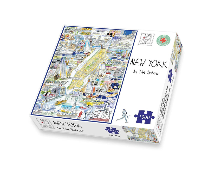 New York Jigsaw Puzzle - Tim Bulmers Comical Map Of New York - Jigsaw Puzzle For Adults 1000 Piece - New York City Landmarks, Statue Of Liberty, Brooklyn, Manhatten, Gift, Home Decor 66cm X 50cm… Stan