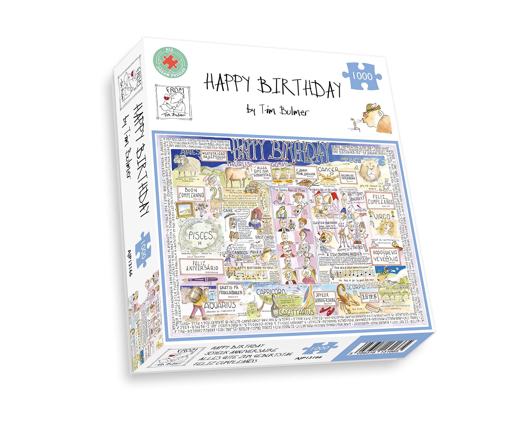 1000 Piece Jigsaw Puzzles - For Adults - Happy Birthday By Tim Bulmer, Large Size 66cm X 50cm. Challenging To Complete But Fun And Humorous comical funny cartoon