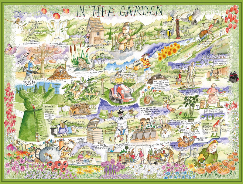 1000 Piece Puzzle For Adults - In The Garden By Tim Bulmer, Large Puzzle 66cm X 50cm In Size. Challenging To Complete But Fun And Humorous