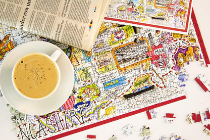 Tim Bulmer's Comical Lancashire Map Art - 1000-Piece Adult Jigsaw Puzzle, Large 66cm x 50cm Size. A Delightfully Challenging Yet Amusing Experience