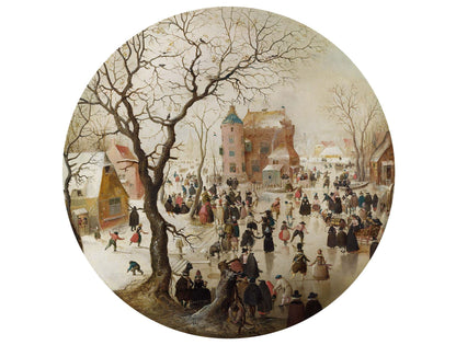 A Winter Scene with Skaters Near a Castle - National Gallery 400 Piece Circular Jigsaw Puzzle