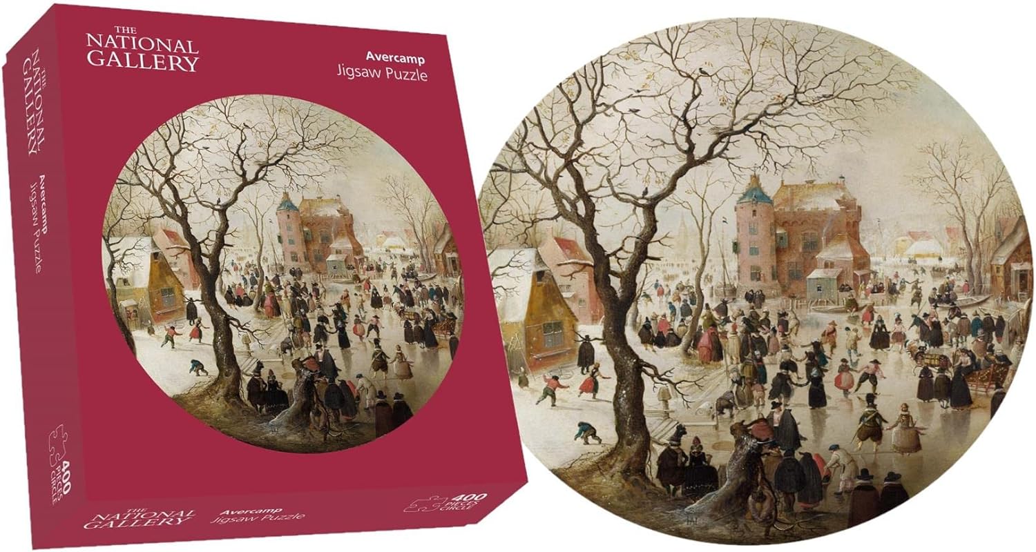A Winter Scene with Skaters Near a Castle - National Gallery 400 Piece Circular Jigsaw Puzzle