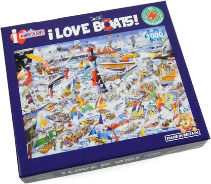 Mike Jupp Jigsaw Puzzles - I Love Boats - 1000 Piece Jigsaw Puzzle For Adults | Made In Britain | 66cm X 50cm