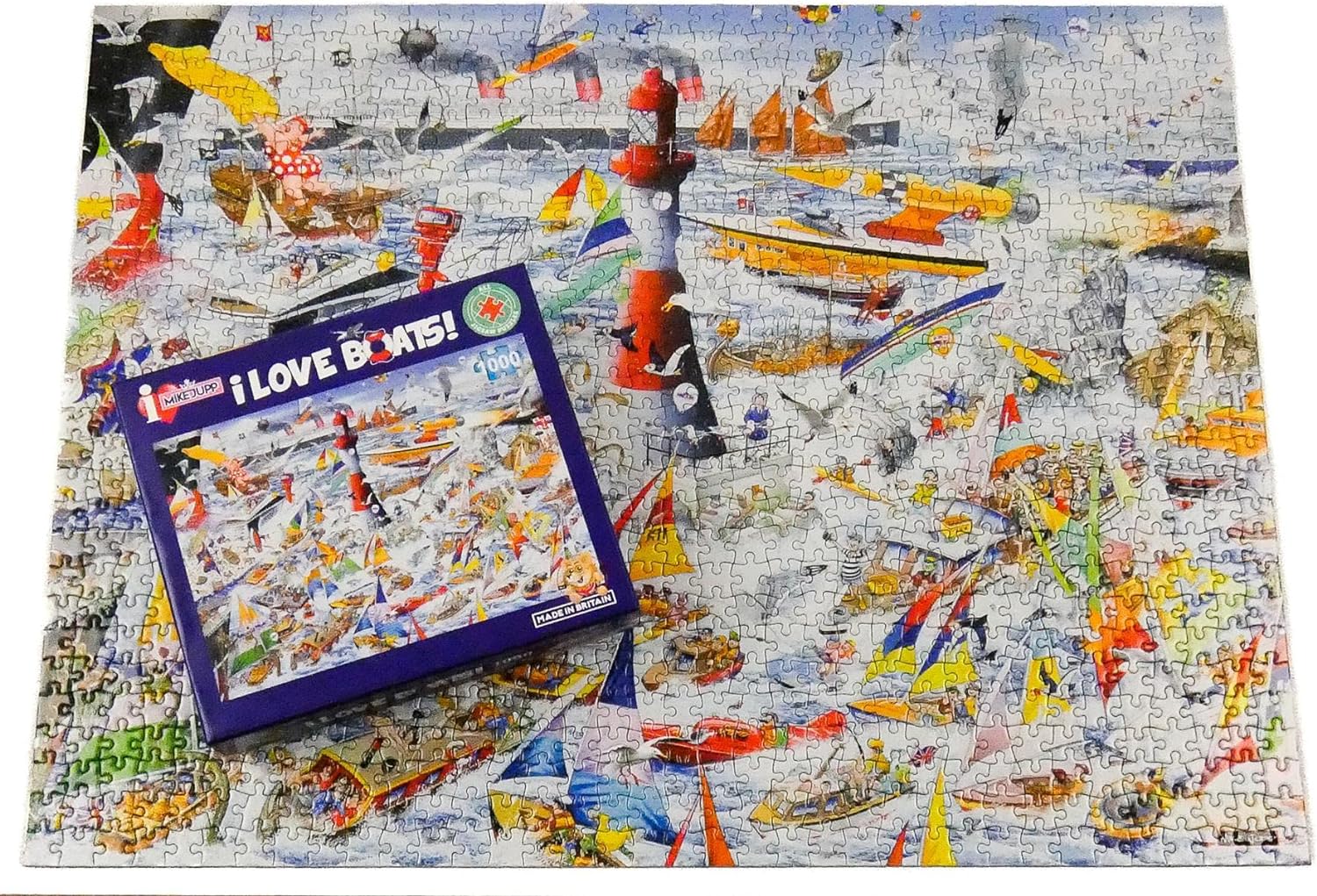 Mike Jupp Jigsaw Puzzles - I Love Boats - 1000 Piece Jigsaw Puzzle For Adults | Made In Britain | 66cm X 50cm