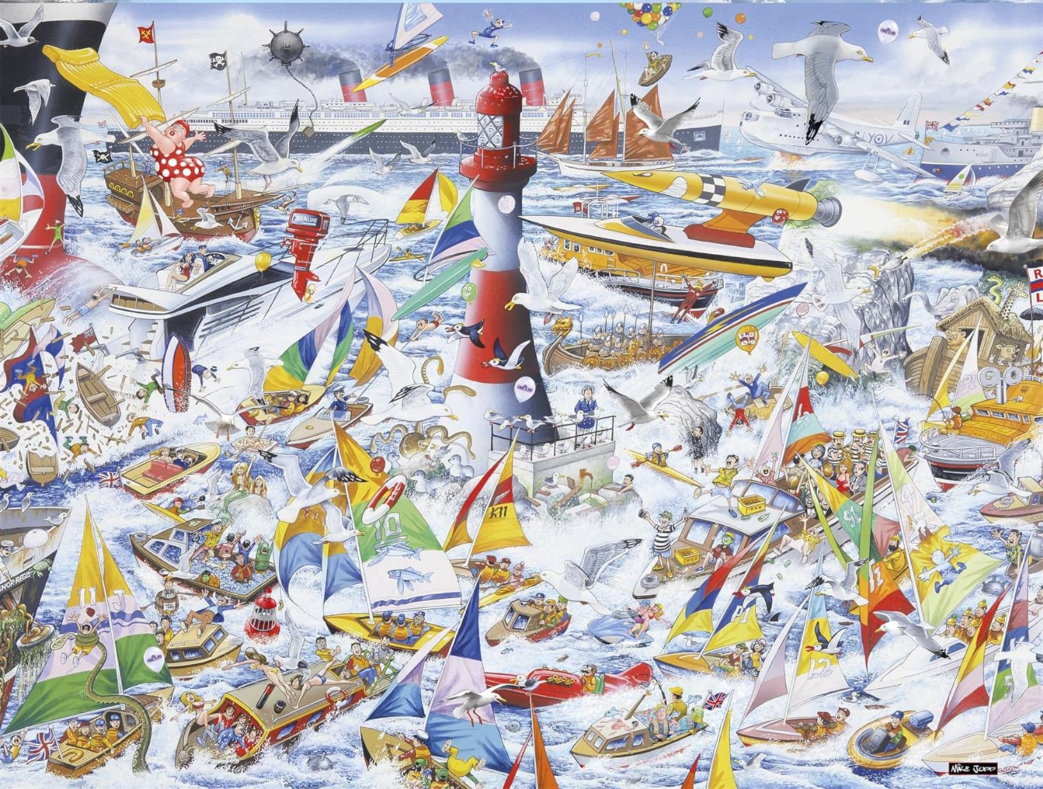 Mike Jupp Jigsaw Puzzles - I Love Boats - 1000 Piece Jigsaw Puzzle For Adults | Made In Britain | 66cm X 50cm