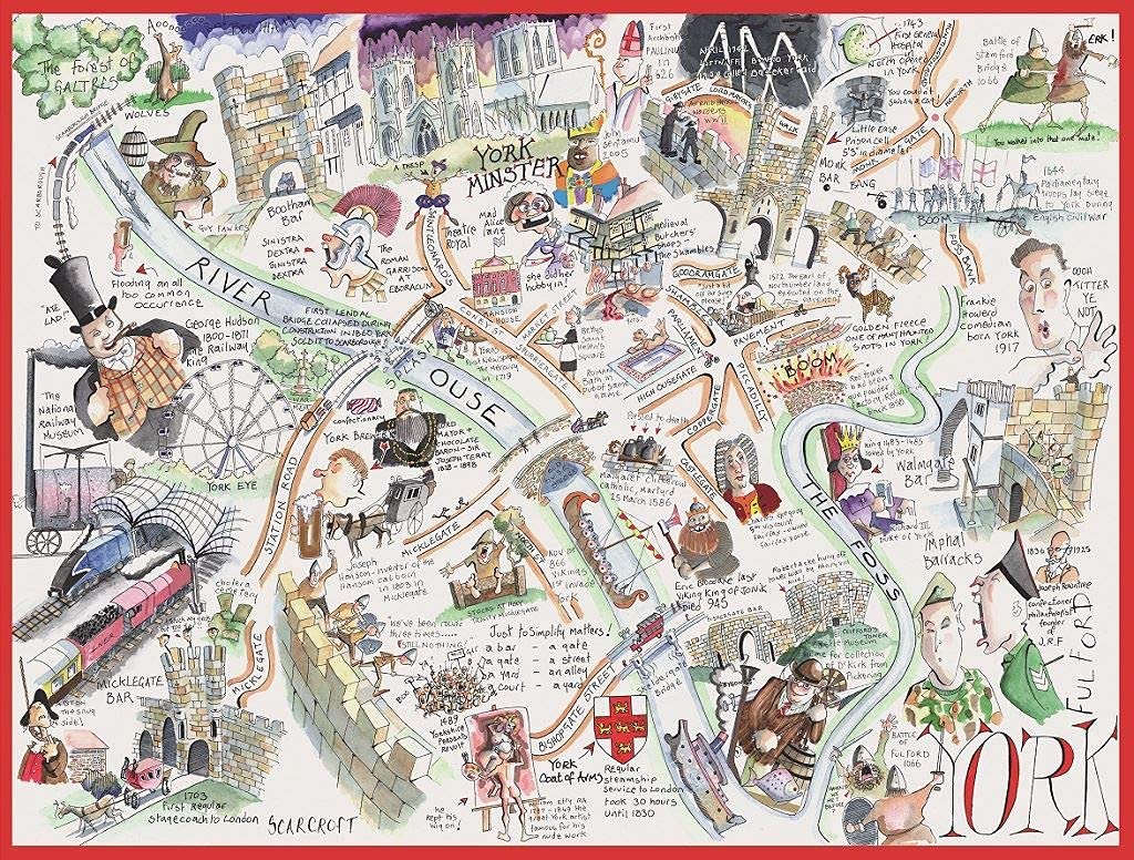 All Jigsaw Puzzles- Puzzle de 1000 Piezas de Tim Bulmer con Mapa cómico de York (AJP10146