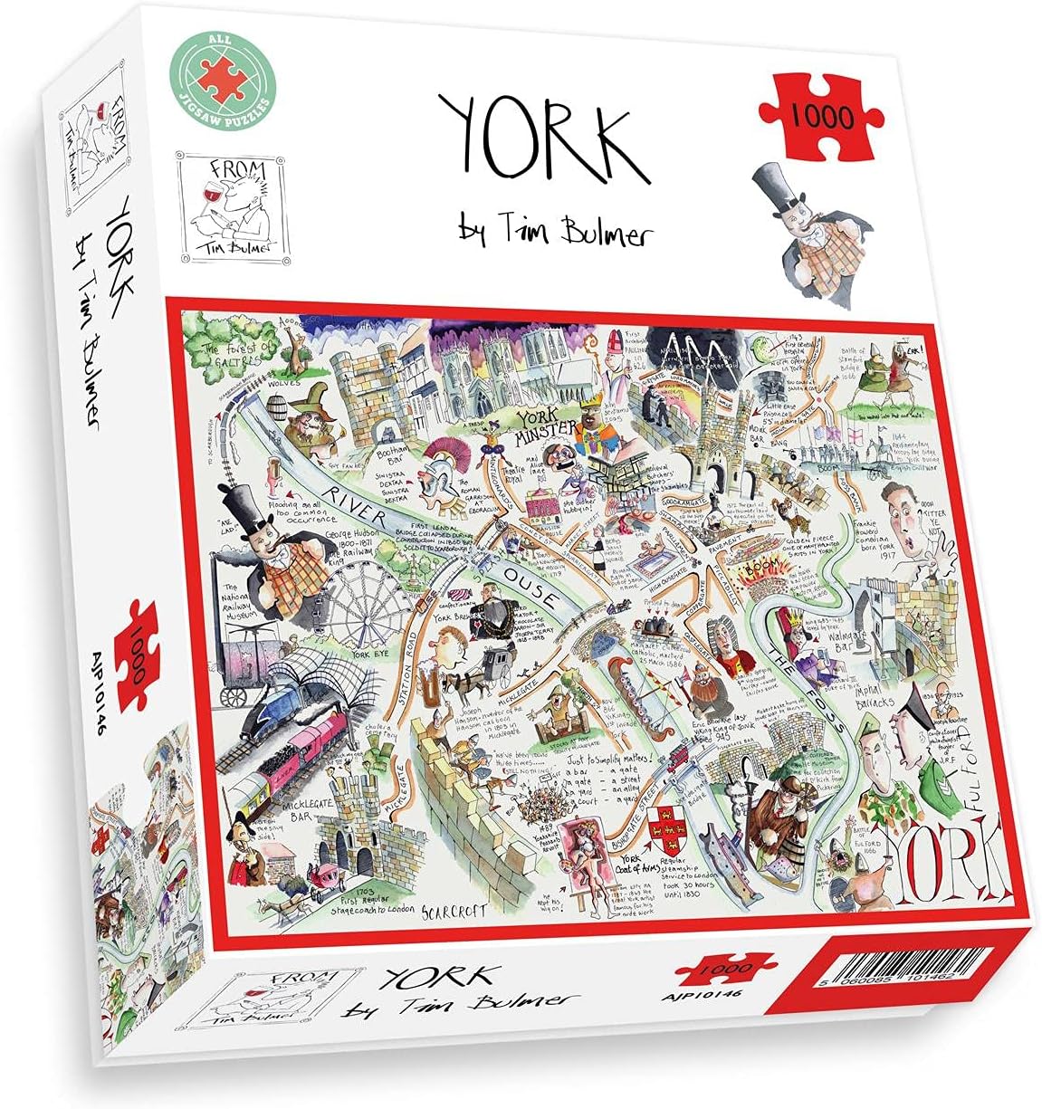 All Jigsaw Puzzles- Puzzle de 1000 Piezas de Tim Bulmer con Mapa cómico de York (AJP10146