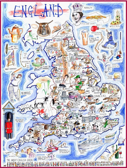 1000 Piece Jigsaw Puzzle - Comical Map Of England Artwork By Tim Bulmer - Comical 1000 Piece Puzzles For Adults Colorful Jigsaw Puzzle 66cm X 50cm Funny Jigsaw Puzzles