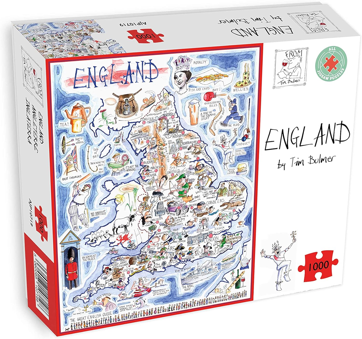 1000 Piece Jigsaw Puzzle - Comical Map Of England Artwork By Tim Bulmer - Comical 1000 Piece Puzzles For Adults Colorful Jigsaw Puzzle 66cm X 50cm Funny Jigsaw Puzzles