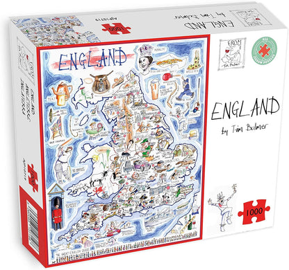 1000 Piece Jigsaw Puzzle - Comical Map Of England Artwork By Tim Bulmer - Comical 1000 Piece Puzzles For Adults Colorful Jigsaw Puzzle 66cm X 50cm Funny Jigsaw Puzzles