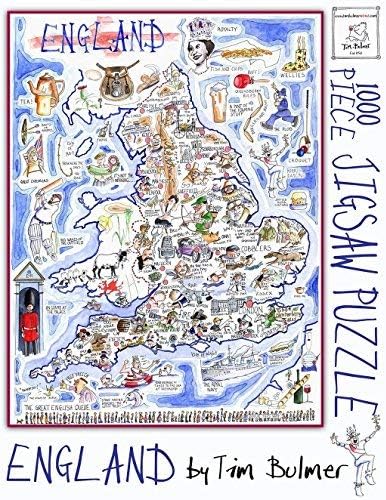 1000 Piece Jigsaw Puzzle - Comical Map Of England Artwork By Tim Bulmer - Comical 1000 Piece Puzzles For Adults Colorful Jigsaw Puzzle 66cm X 50cm Funny Jigsaw Puzzles