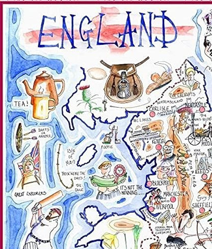 1000 Piece Jigsaw Puzzle - Comical Map Of England Artwork By Tim Bulmer - Comical 1000 Piece Puzzles For Adults Colorful Jigsaw Puzzle 66cm X 50cm Funny Jigsaw Puzzles