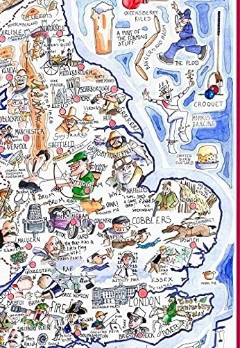 1000 Piece Jigsaw Puzzle - Comical Map Of England Artwork By Tim Bulmer - Comical 1000 Piece Puzzles For Adults Colorful Jigsaw Puzzle 66cm X 50cm Funny Jigsaw Puzzles