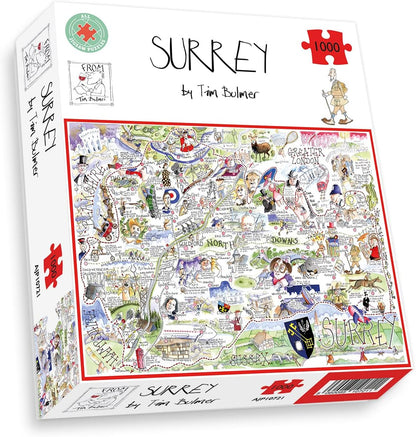All Jigsaw Puzzles AJP10721 - Mapa cómico de Surrey-Tim Bulmer (1000 Piezas