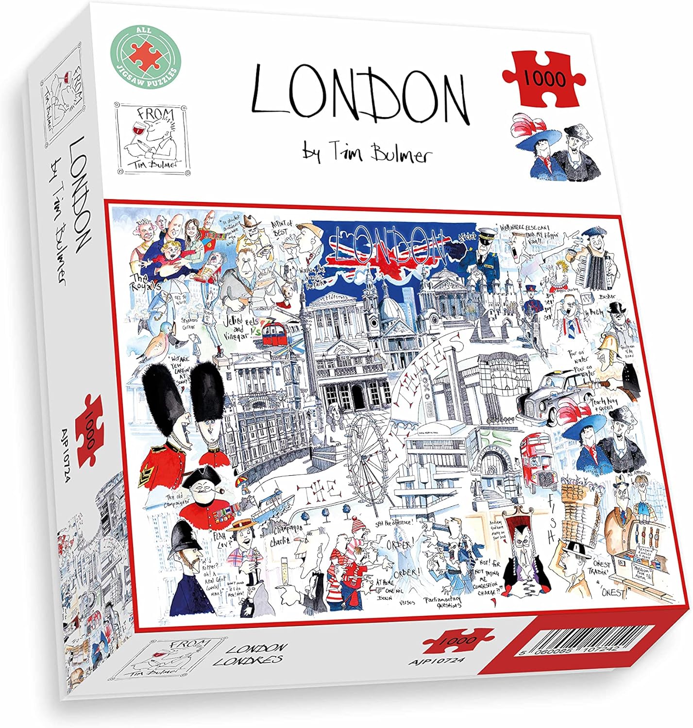Comical Map Of London By Tim Bulmer - 1000 Piece Puzzle For Adults, Large Puzzle 66cm X 50cm In Size. Challenging To Complete But Fun And Humorous
