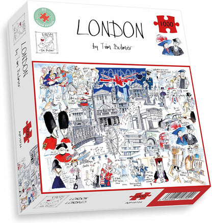 Comical Map Of London By Tim Bulmer - 1000 Piece Puzzle For Adults, Large Puzzle 66cm X 50cm In Size. Challenging To Complete But Fun And Humorous