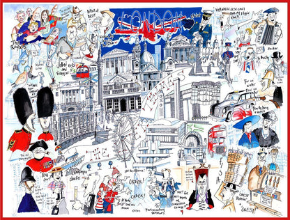 Comical Map Of London By Tim Bulmer - 1000 Piece Puzzle For Adults, Large Puzzle 66cm X 50cm In Size. Challenging To Complete But Fun And Humorous