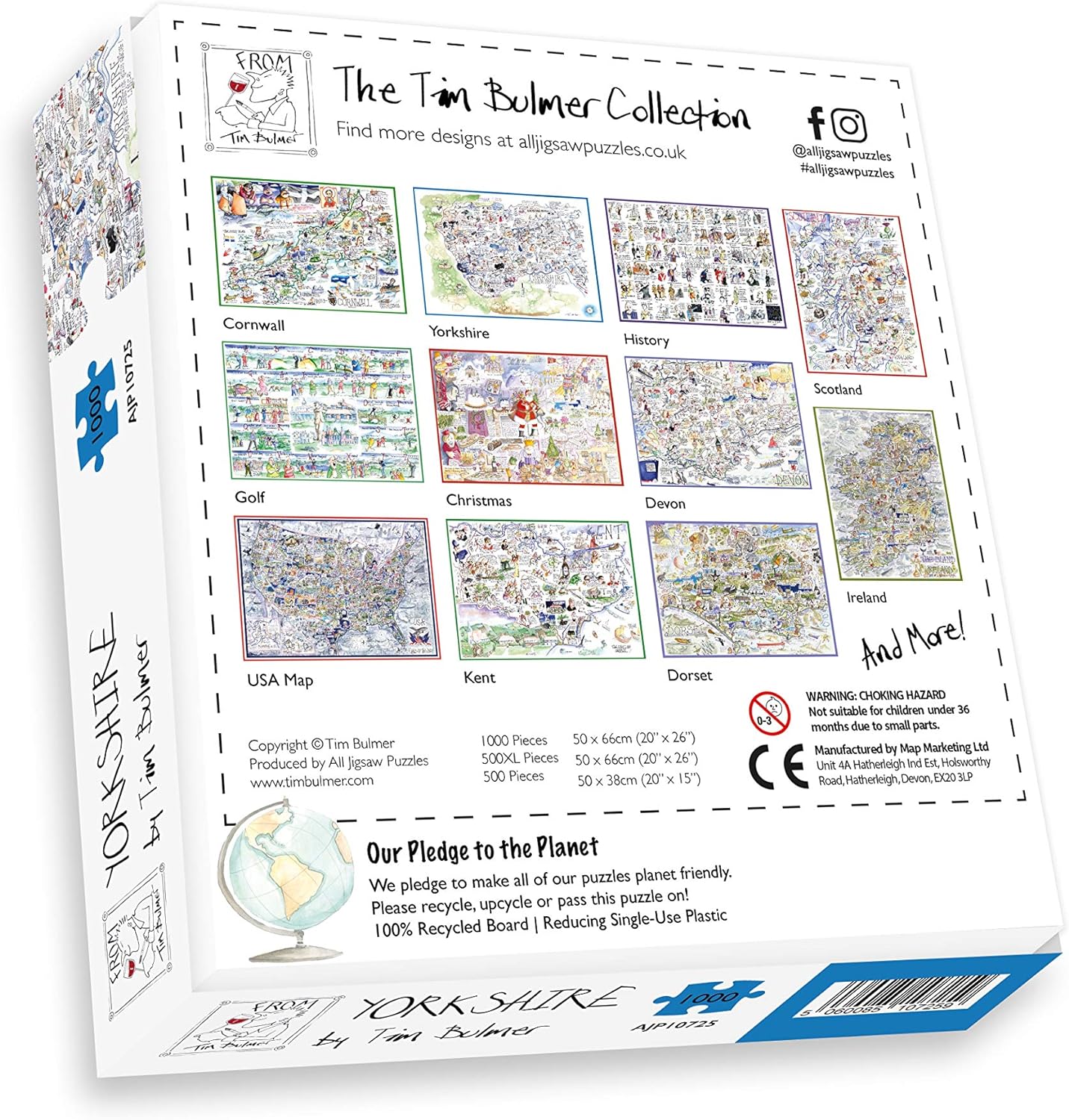 Comical Map Of Yorkshire, Artwork By Tim Bulmer - 1000 Piece Puzzle For Adults, Large Puzzle 66cm X 50cm In Size. Challenging To Complete But Fun And Humorous. Makes A Great Gift For Birthdays