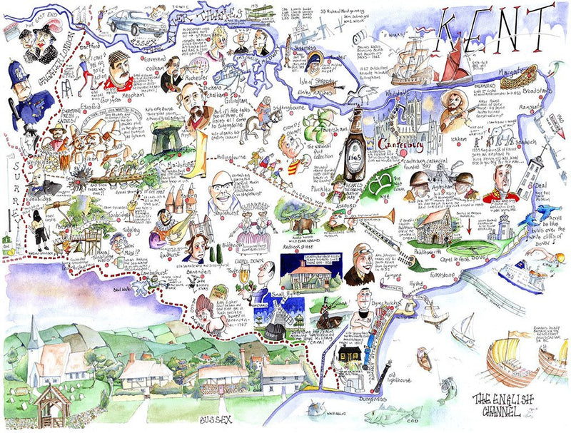 All Jigsaw Puzzles- Rompecabezas de 1000 Piezas con diseño de Mapa cómico de Kent (AJP10727