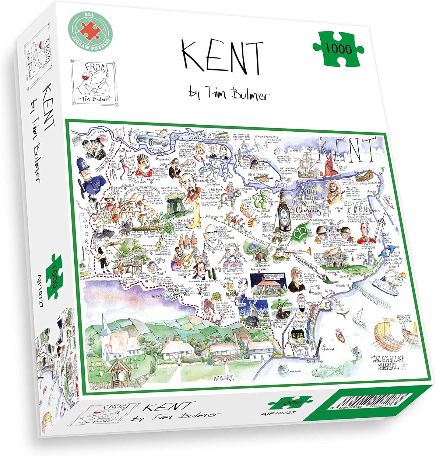All Jigsaw Puzzles- Rompecabezas de 1000 Piezas con diseño de Mapa cómico de Kent (AJP10727
