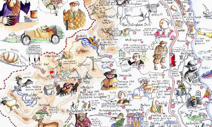 Comical Map Of Northumberland, Artwork By Tim Bulmer - 1000 Piece Puzzle For Adults, Large Puzzle 66cm X 50cm In Size. Challenging To Complete But Fun And Humorous. Makes A Great Gift For Birthdays