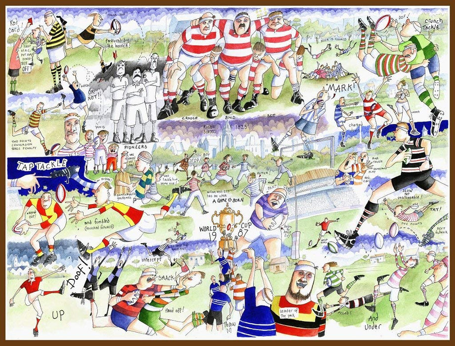 All Jigsaw Puzzles - Rugby By Tim Bulmer - 1000 Piece Puzzle For Adults, Large Puzzle 66cm X 50cm In Size. Challenging To Complete But Fun And Humorous