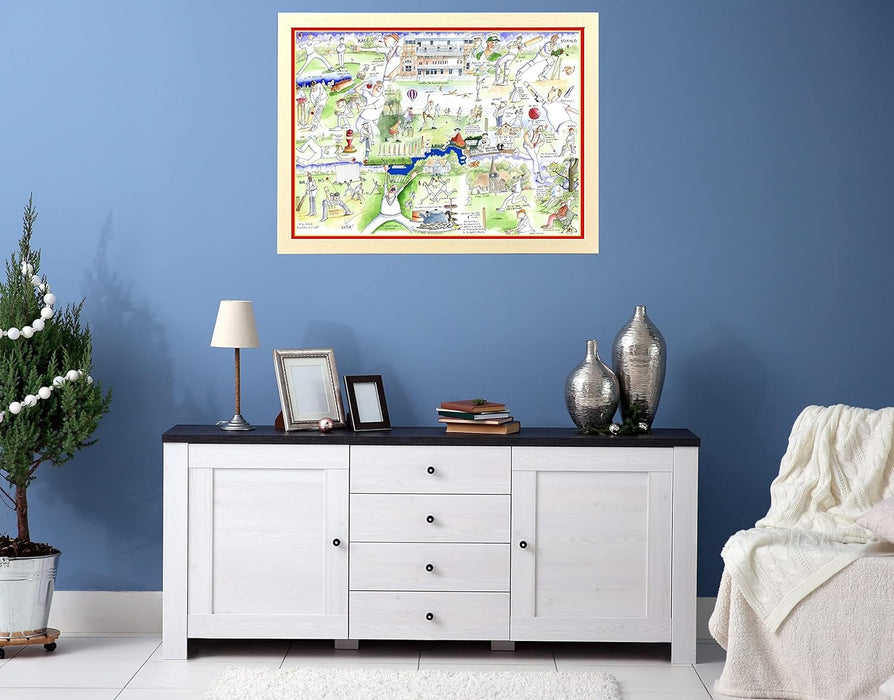 1000 Piece Jigsaw Puzzle - Cricket By Tim Bulmer - Comical 1000 Piece Puzzles for Adults Colorful Jigsaw Puzzle 66cm X 50cm Funny Sports Jigsaw Puzzles