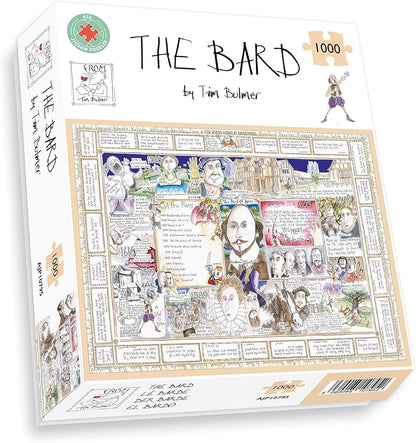 Shakespeare Jigsaw Puzzle - The Bard By Tim Bulmer - 1000 Piece Puzzle For Adults, Large Puzzle 66cm X 50cm In Size. Challenging To Complete But Fun And Humorous