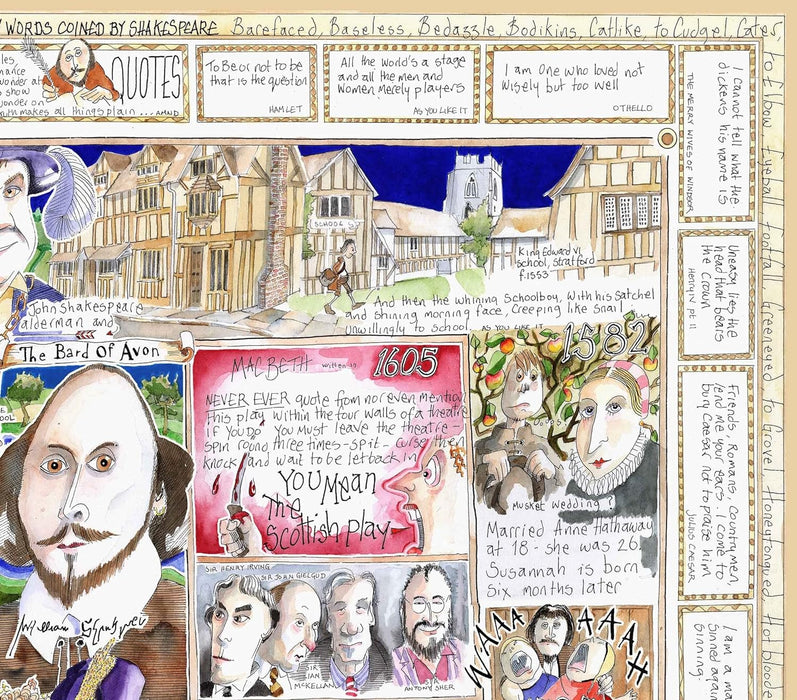 Shakespeare Jigsaw Puzzle - The Bard By Tim Bulmer - 1000 Piece Puzzle For Adults, Large Puzzle 66cm X 50cm In Size. Challenging To Complete But Fun And Humorous